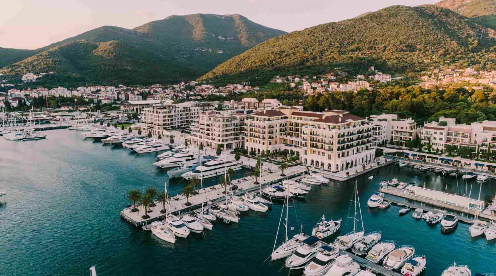 porto montenegro drone photo